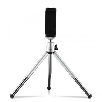 Hama "Fancy 2in1" Mini Tripod for Mobile Phone & Camera (1/4"), Travel Tripod, 16cm, silver