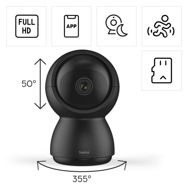 Hama Surveillance Camera, WLAN, Indoors, Swivel, Motion Sensor, Recording 