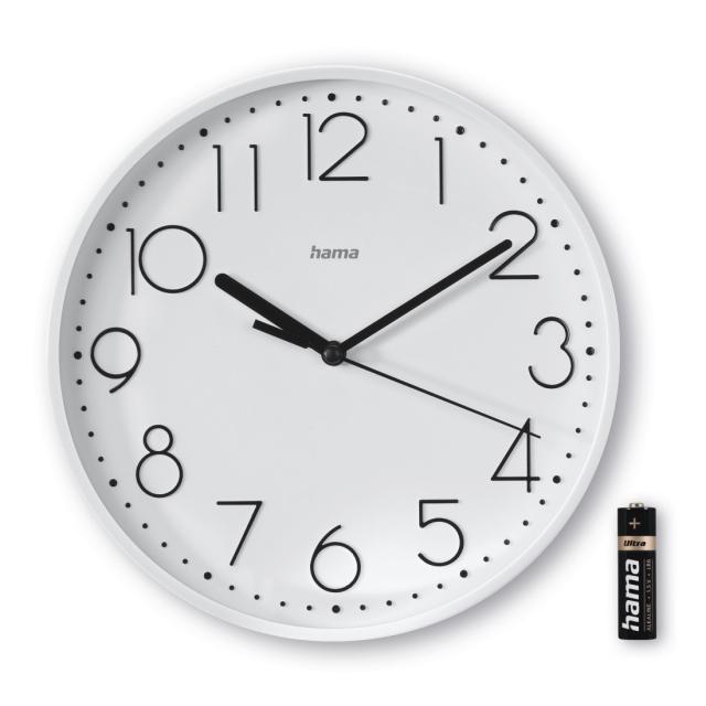 Hama "Salina" Wall Clock, Ø 22 cm, No Ticking, white 