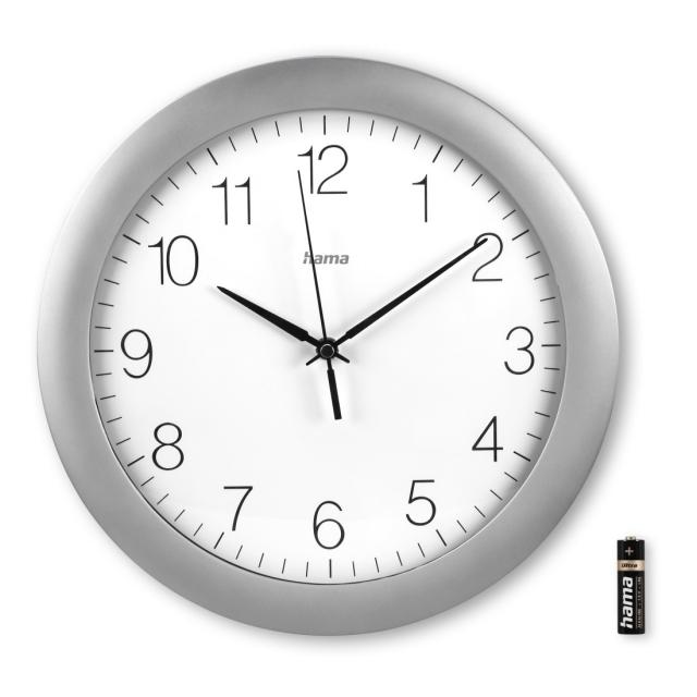 Hama "Tenerife" DCF Radio Wall Clock, Ø 30 cm, silver 