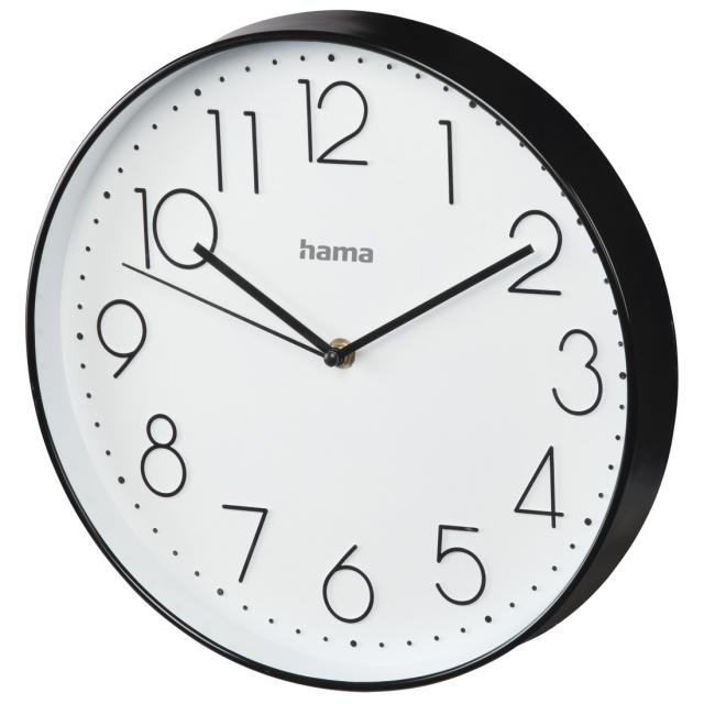 Hama "Elegance" Wall Clock, diameter 30 cm, quiet, black/white 