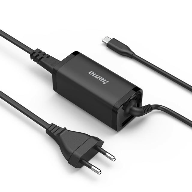 Hama Universal USB-C Notebook Power Supply Unit, GaN, Power Del. (PD), 5-20V/45W 