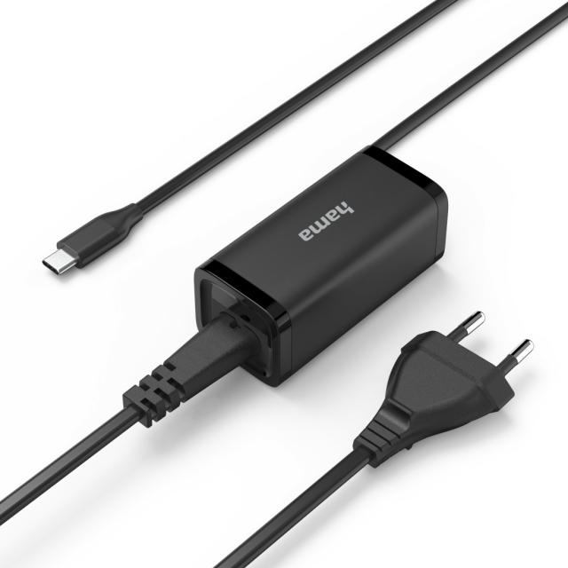 Hama Universal USB-C Notebook Power Supply Unit, GaN, Power Del. (PD), 5-20V/45W 