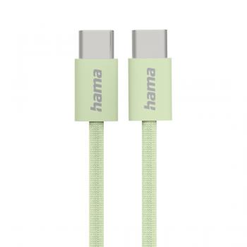 HAMA Кабел за зареждане "Fabric", USB-C - USB-C, 1 m, Nylon, зелен