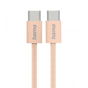 HAMA Кабел за зареждане "Fabric", USB-C - USB-C, 1 m, Nylon, оранжев