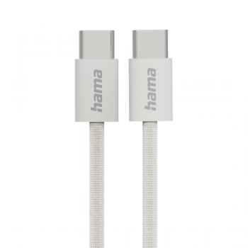 HAMA Кабел за зареждане "Fabric", USB-C - USB-C, 1 m, Nylon, сив