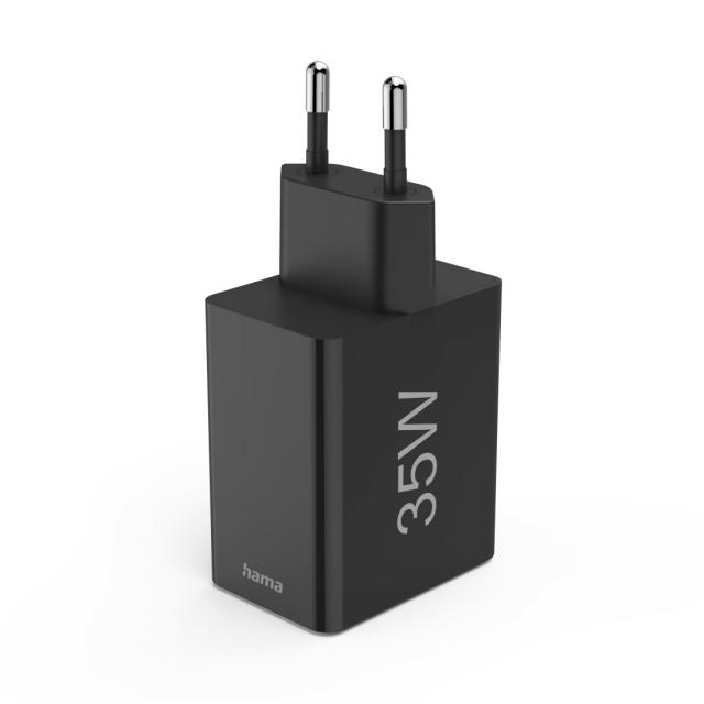 Hama Fast Charger, 1x USB-C PD, 3x USB-A, Mini-Charger, 35 W, black 