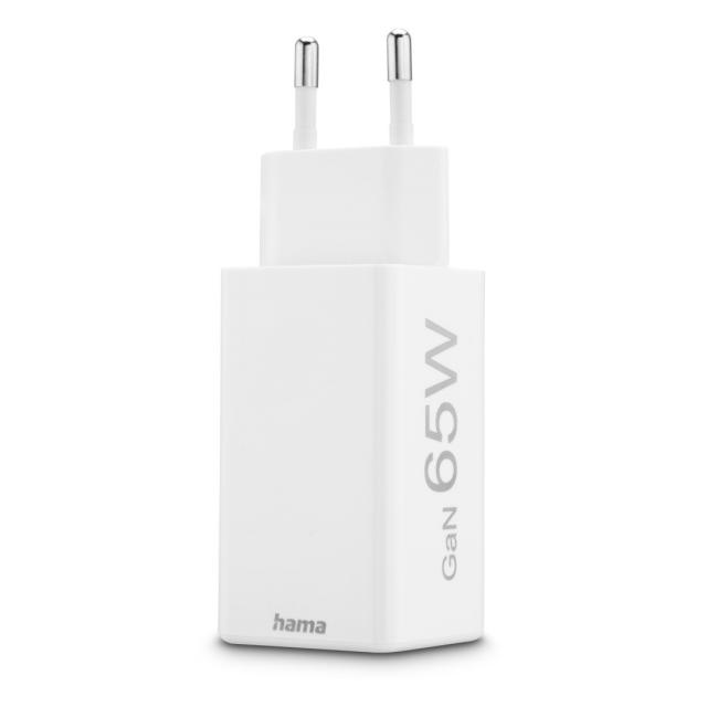 Hama Fast Charger, GaN, 2x USB-C, Mini Charger, PD, 65 W, 201994 