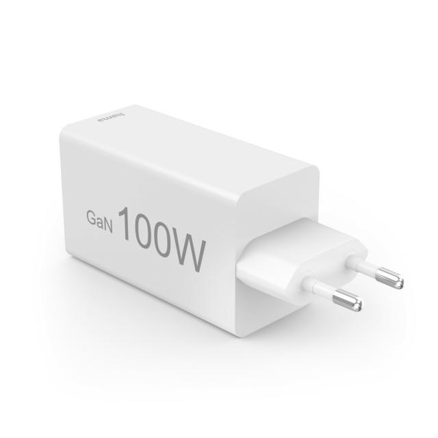 HAMA Бързо зарядно 220V, 100 W GaN, 2x USB-C PD, 1x USB-A QC 