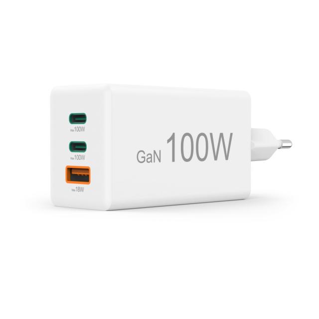 HAMA Бързо зарядно 220V, 100 W GaN, 2x USB-C PD, 1x USB-A QC 