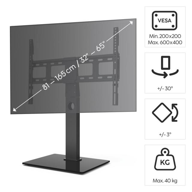 Стойка за TV Stand Fullmotion до 165см / 65"/ до 40 кг, 220867 