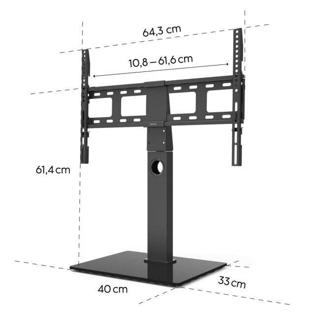 Hama TV Stand, Swivel, Height-adjustable, 165 cm (65") up to 40 kg, 220867 