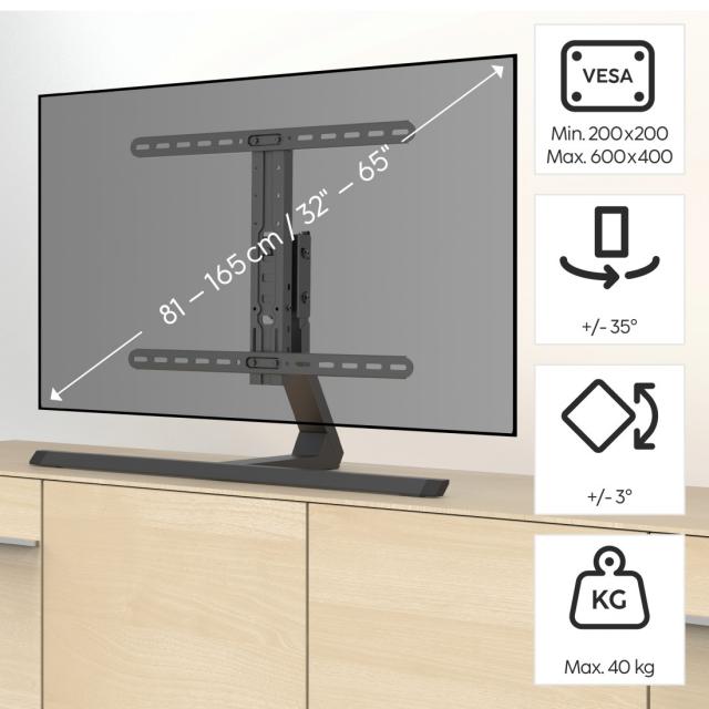 HAMA Стойка за TV Stand "Design" до 165см / 65"/, до 40 кг, 220869 