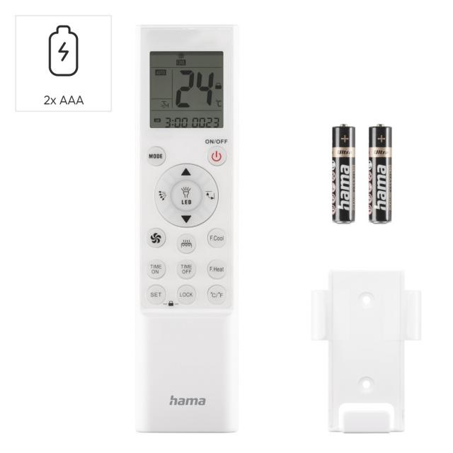 Hama Universal Remote Control for Air-Conditioning Systems and Units, Infra-Red, Wall Bracket 