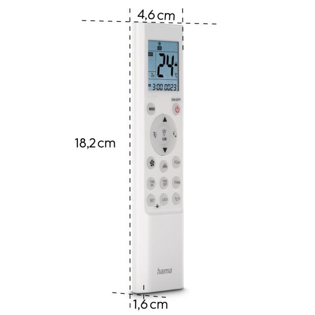 Hama Universal Remote Control for Air-Conditioning Systems and Units, Infra-Red, Wall Bracket 