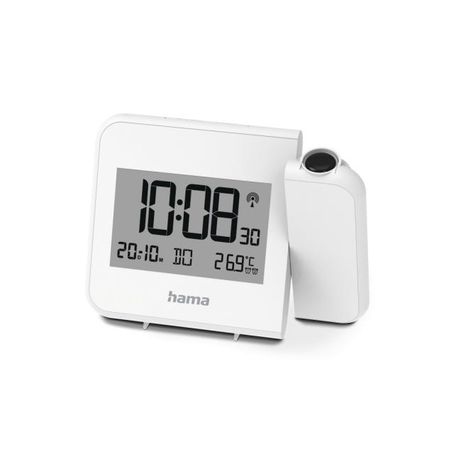 Hama "Hvar" Projector Alarm Clock, Digital Radio-Controlled Alarm Clock, Wall or Ceiling Projection, white 