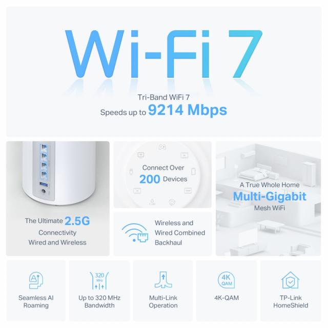 Меш система TP-Link Deco BE65 Wi-Fi 7 BE9300 - 2бр 