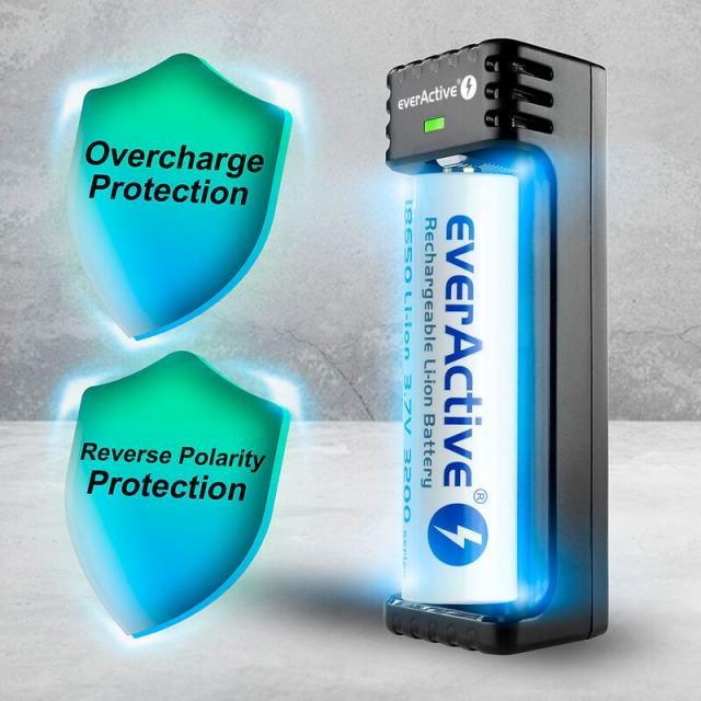 Зарядно устройство за LiIon батерии 3,7v CR18650,CR123,14500 1 гнездо USB micro LC-100 EverActive 