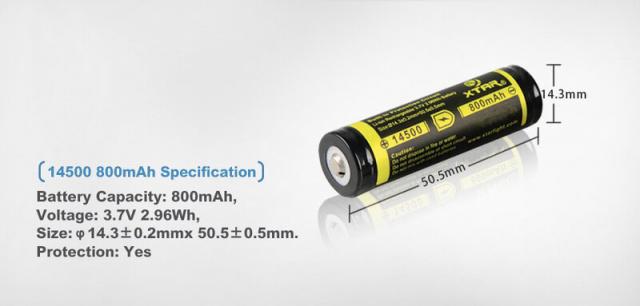 Rechargeable Battery LiIon  AA R6  3,7V 800mAh  XTAR 