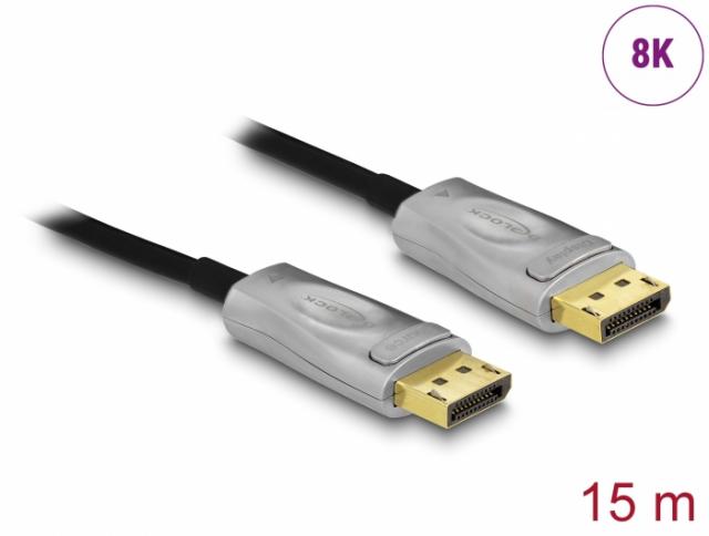 Оптичен кабел Delock, Активен, DisplayPort 1.4, 8K, 15 m 