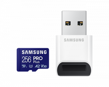 Карта памет Samsung PRO Plus, microSDXC, UHS-I, 256GB, Адаптер, USB четец