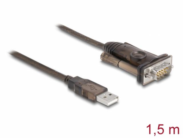 Адаптер Delock USB 2.0 Type-A - Serial RS-232 D-Sub 9 pin мъжко, 1.5 m 