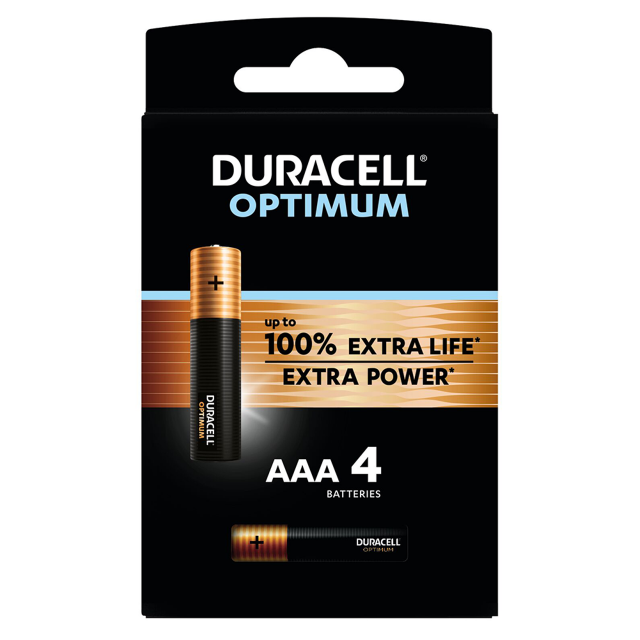 Алкална батерия DURACELL OPTIMUM  MX2400 LR03 AAA /4 бр. в блистер/ 1.5V 