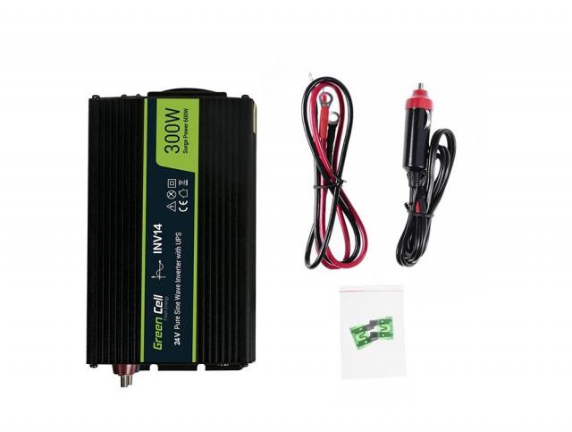 Инвертор GREEN CELL 24V/300W  чиста синусоида 