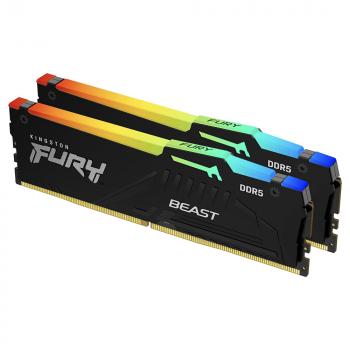 Memory Kingston FURY Beast Black RGB 64GB(2x32GB) DDR5 5200MHz KF552C40BBAK2-64