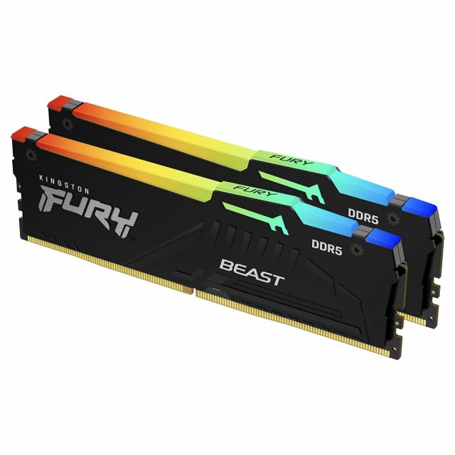 Памет Kingston FURY Beast Black RGB 64GB(2x32GB) DDR5 5200MHz KF552C40BBAK2-64 