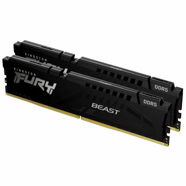 Памет Kingston FURY Beast Black 64GB(2x32GB) DDR5 5200MHz KF552C40BBK2-64, Разопакован 