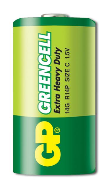 Цинк карбонова батерия GP R14 14G-U2 Greencell, 2 бр. в опаковка, BLISTER, 1.5V 