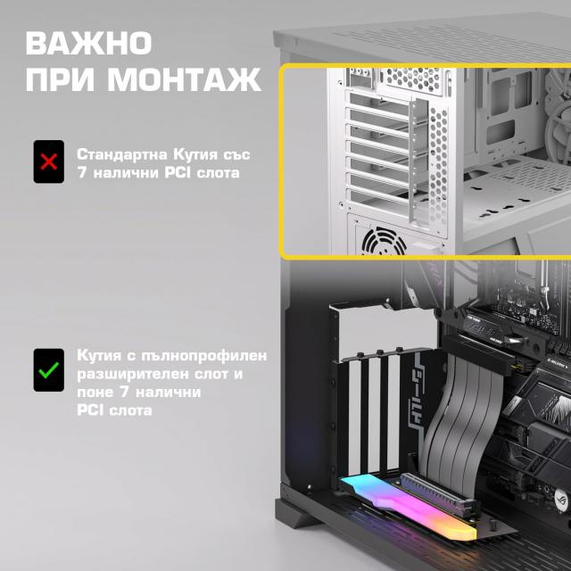 Брекет за вертикален монтаж на GPU EZDIY-FAB PCIe 4.0 Riser Cable 90° 