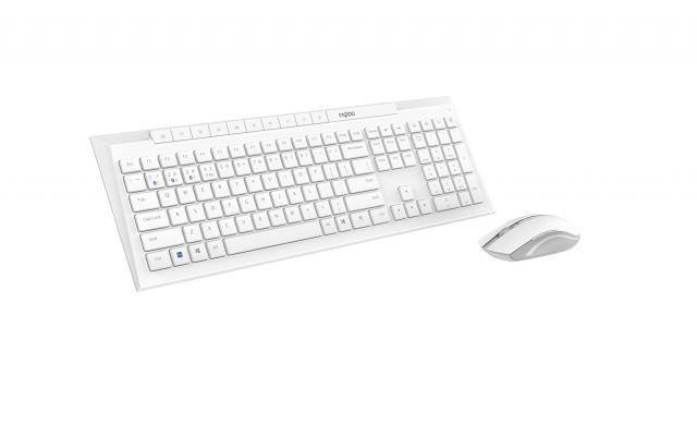 Wireless Keyboard Set RAPOO 8210M, Multi mode, White 