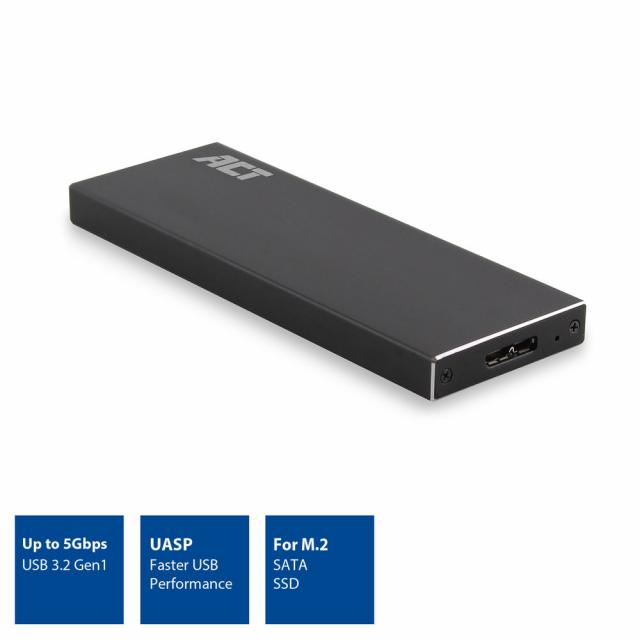 Чекмедже за твърд диск ACT AC1600, M.2 SSD, USB 3.2 Gen1, Черен 