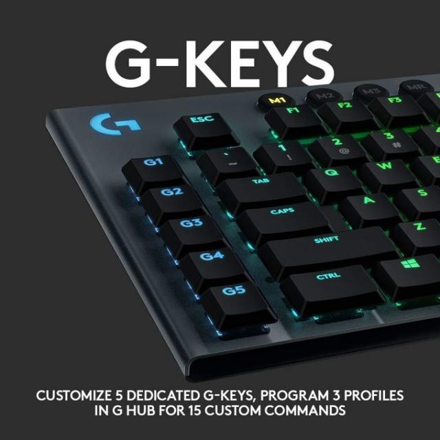 Геймърска механична клавиатура Logitech, G815 Lightsync RGB, Clicky суичове, US Layout 