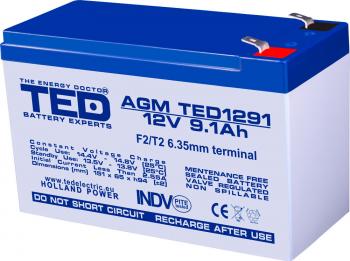 Lead Battery  AGM 12V / 9Ah  - 151 / 65 / 94 mm T2 TEC ELECTRIC