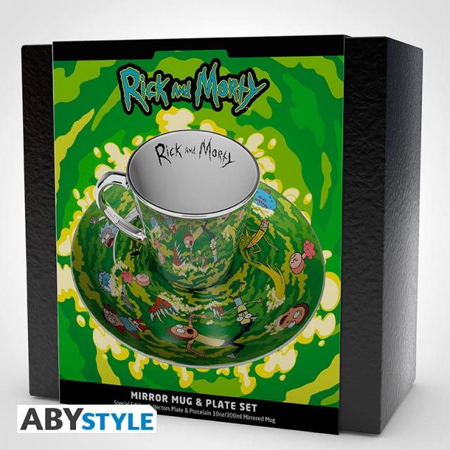 Комплект ABYSTYLE RICK AND MORTY Mirror mug & plate set Portal, Чаша, Подложка 