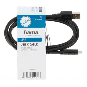 Кабел HAMA USB-C мъжко -USB 2.0 A мъжко, 0.9 м., 480Mbit/s,булк опаковка 