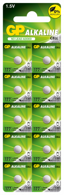 Button alkaline battery GP177 LR626 / 10 pcs. / Pack price for 1 pc. / AG4 1.55V GP 