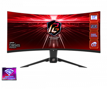 Gaming Monitor ASRock PG34WQ15R2B, 34" UHD (3440 x 1440) VA 1500 Curved