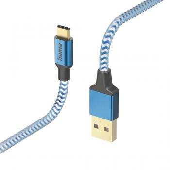 Кабел HAMA Reflective, USB-C мъжко - USB-A мъжко, 1.5м, 201558