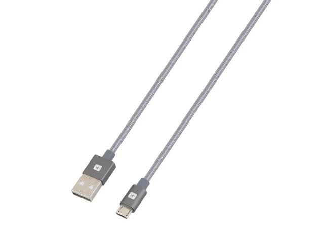 Skross USB to Micro USB Cable, Metal Braiding, 1.2 m, Grey 