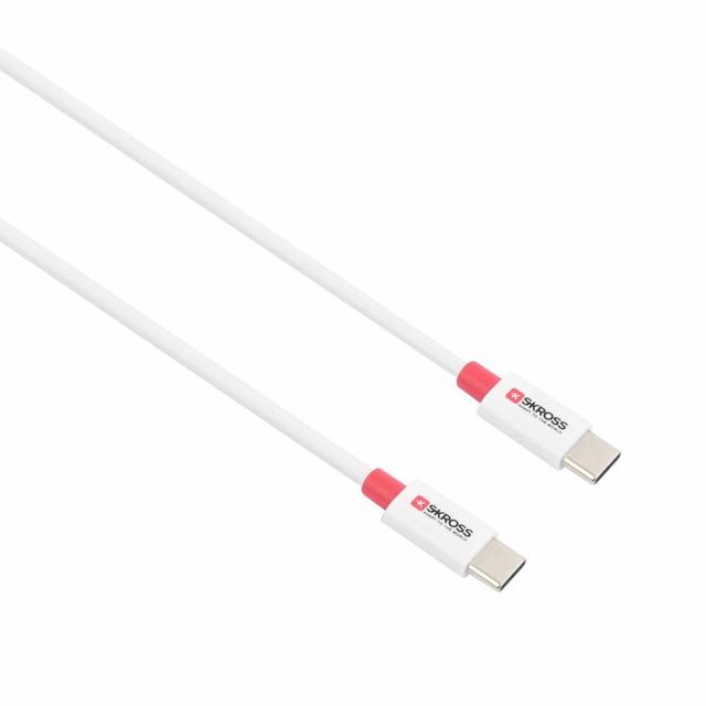 Кабел Skross, USB-C - USB-C 2.0 мъжко, 1.20 м, Бял 