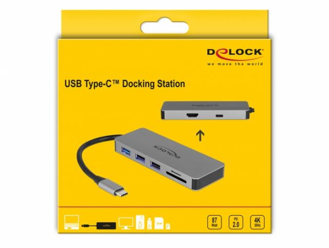 Delock USB Type-C™ Docking Station for Mobile Devices 4K - HDMI / Hub / SD / PD 2.0 