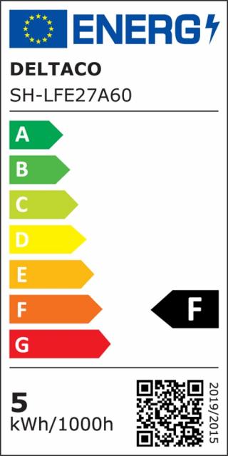 DELTACO SMART HOME LED filament lamp, E27, WiFI 2.4GHz, 5.5W, 470lm, dimmable, 1800K-6500K, 220-240V, white 