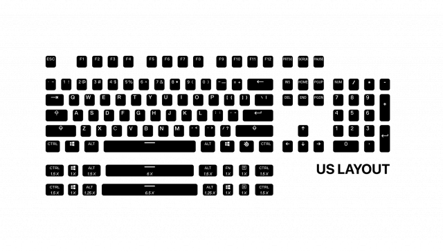 Капачки за механична клавиатура Steelseries PrismCaps PBT Doubleshot 104-Keycap Black US-Layout 
