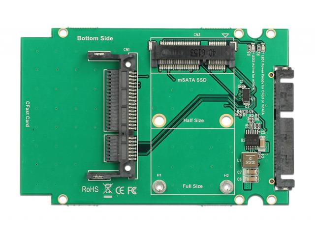 Конвертор DeLock, SATA 22 pin - 1 x mSATA / 1 x CFast, 2.5" 