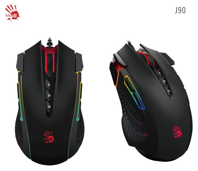Gaming Mouse Bloody J90s, Optical, Wired, USB 