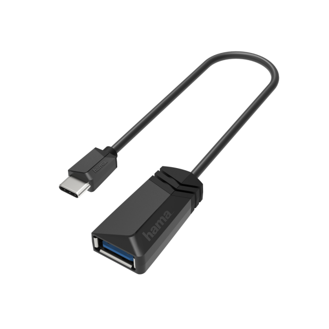 Адаптер HAMA USB-C мъжко - USB 3.2 Gen 1 A женско, 5Gbit/s, 0.15 м., Черен 